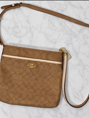 Coach Brown Signature Crossbody with Cream Trim